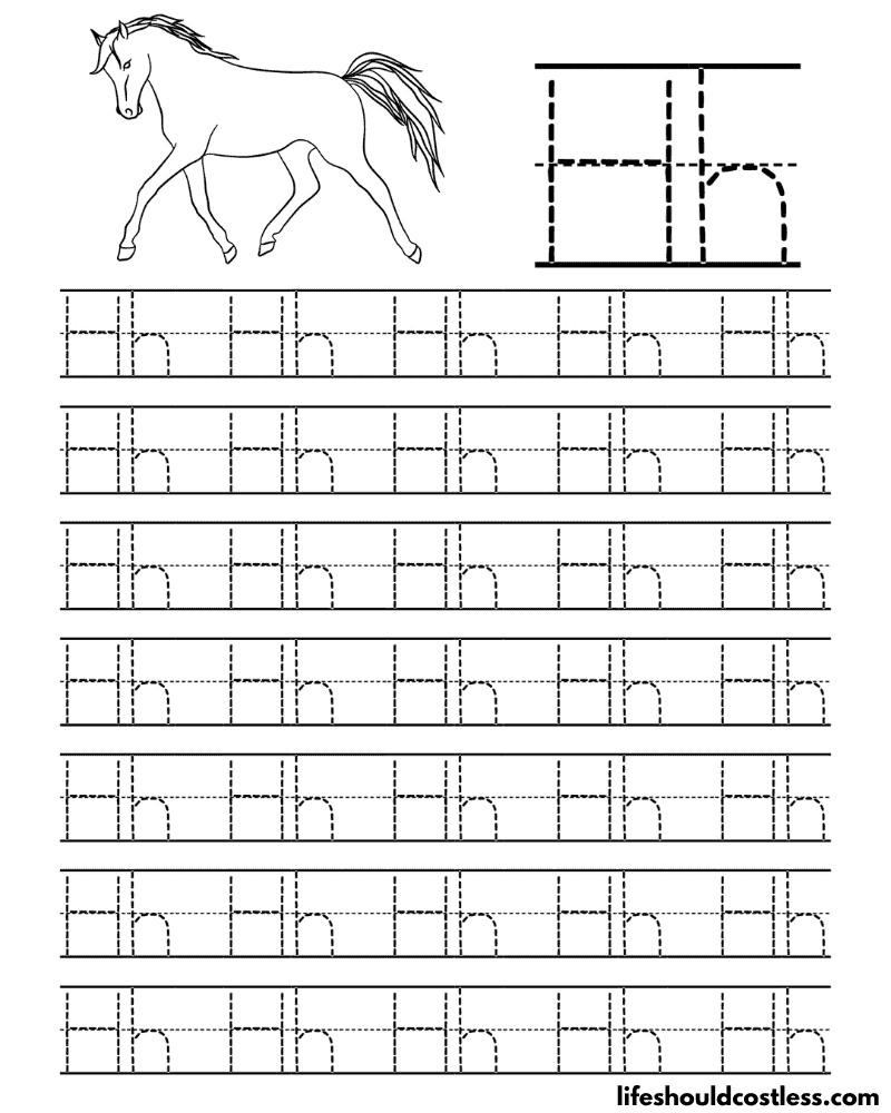 Letter H is for horse word page example