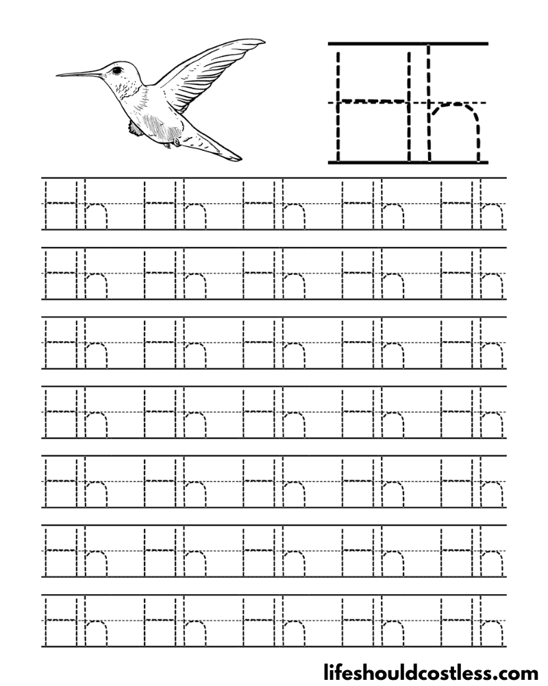 Letter H is for hummingbird word page example