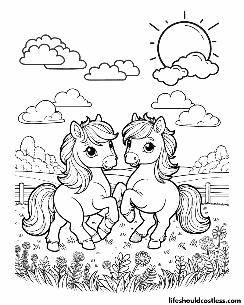 Pictures to color of horses example