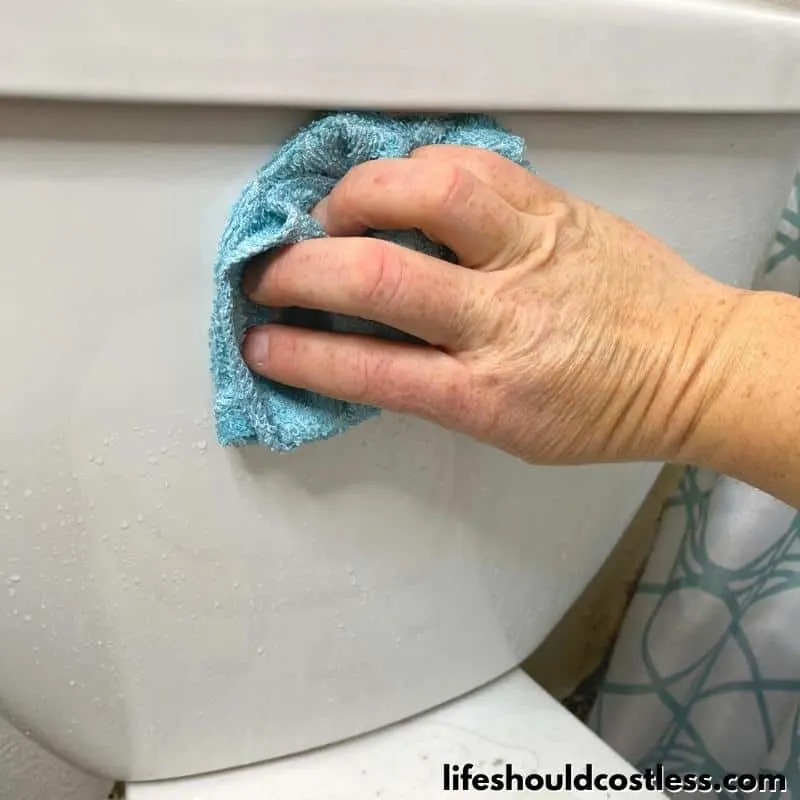 Toilet cleaning and disinfecting with vinegar Step 4 A