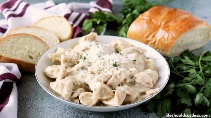 chicken alfredo in crock pot with jar sauce