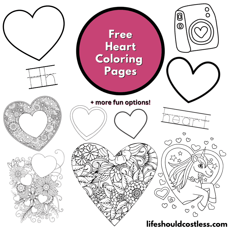 colouring pages hearts