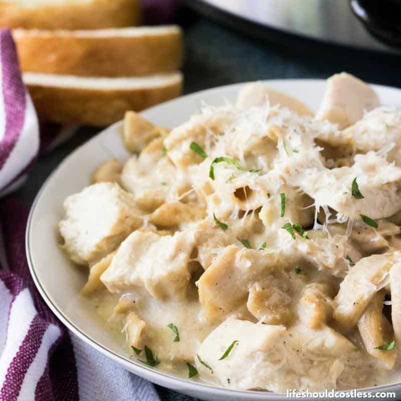 easy crock pot chicken alfredo with jar sauce