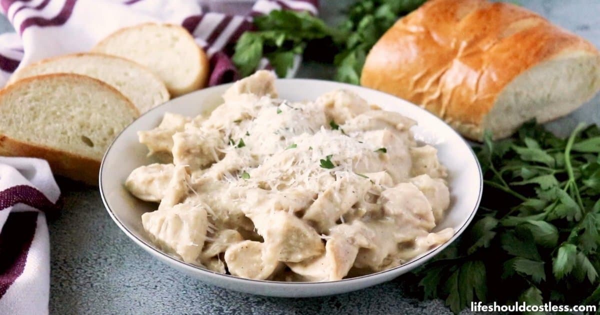 Easy Crock Pot Chicken Alfredo - Life Should Cost Less -
