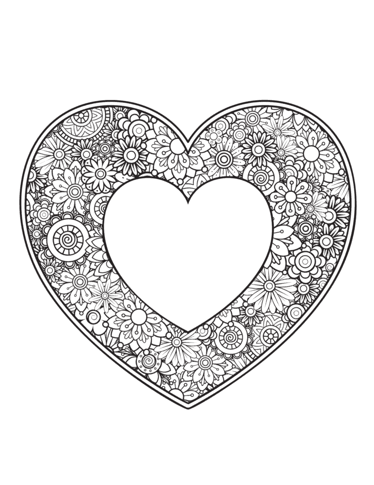 Heart Coloring Pages (free printable PDF templates) - Life Should Cost Less