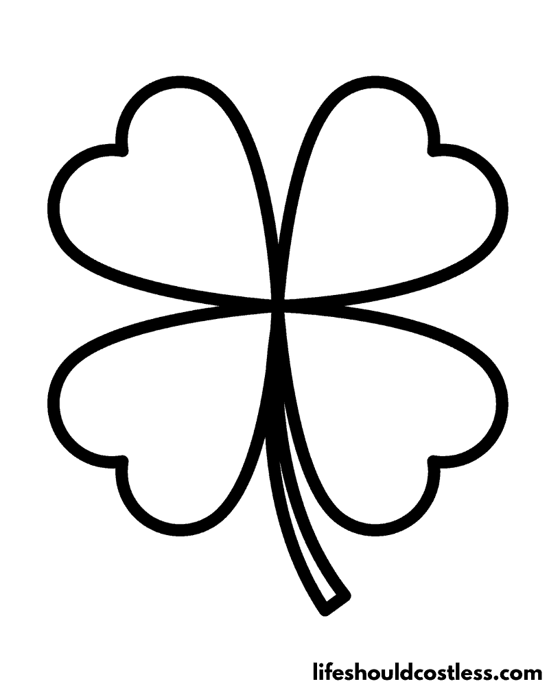 4 leaf clover coloring page example