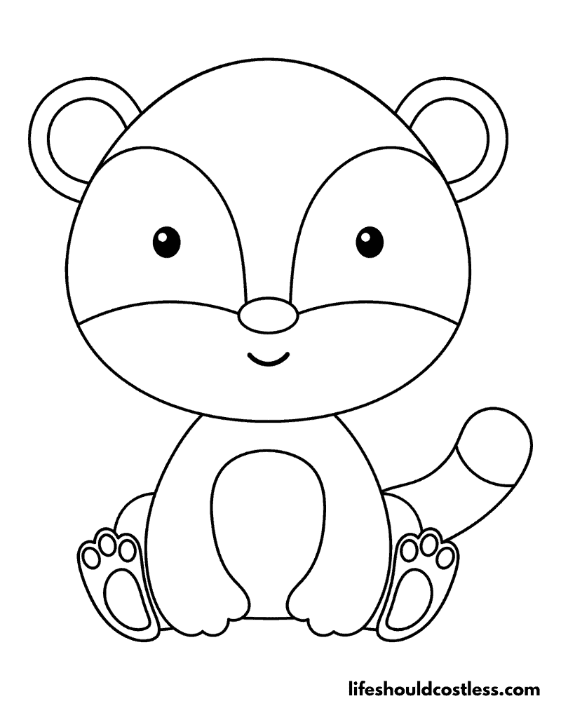 Baby badger colouring pages example