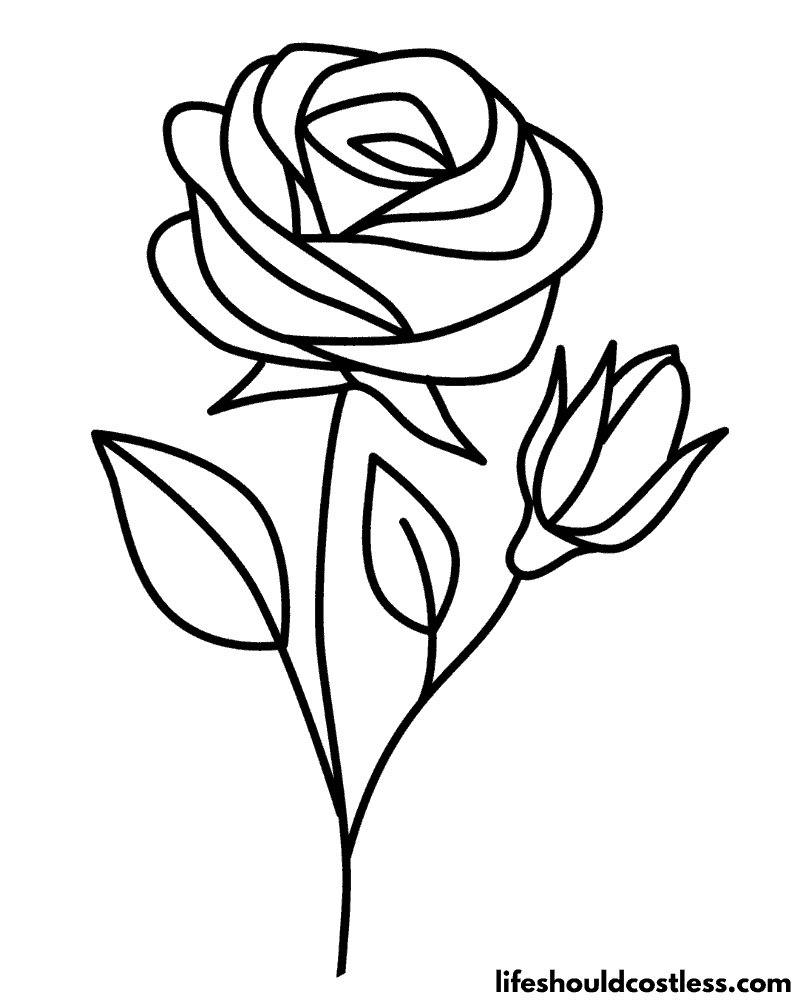 Cartoon Roses Coloring Page Example