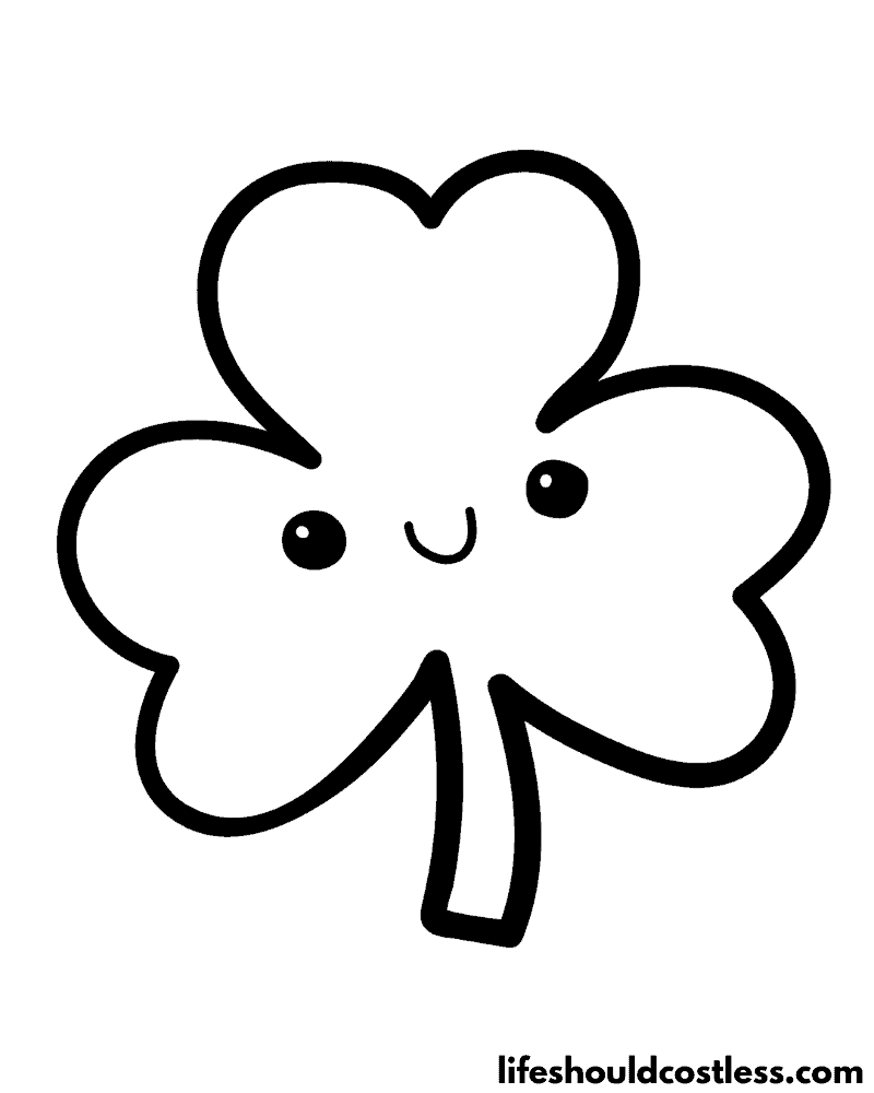 Coloring Page Of A Shamrock (kawaii) example