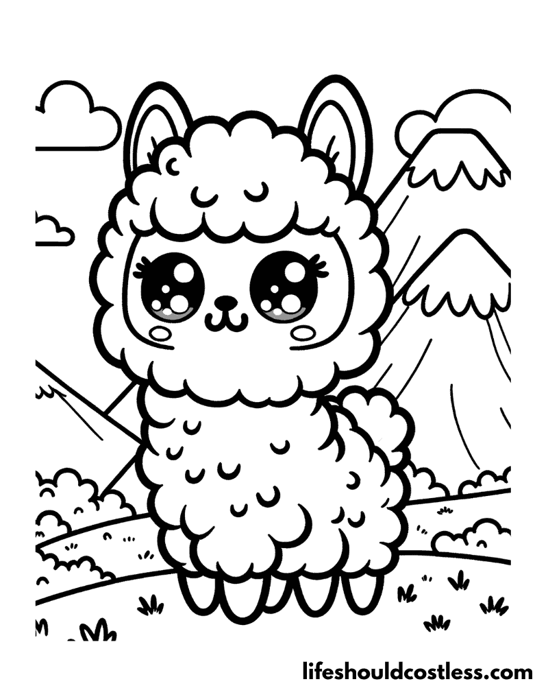 Cute alpaca coloring pages example