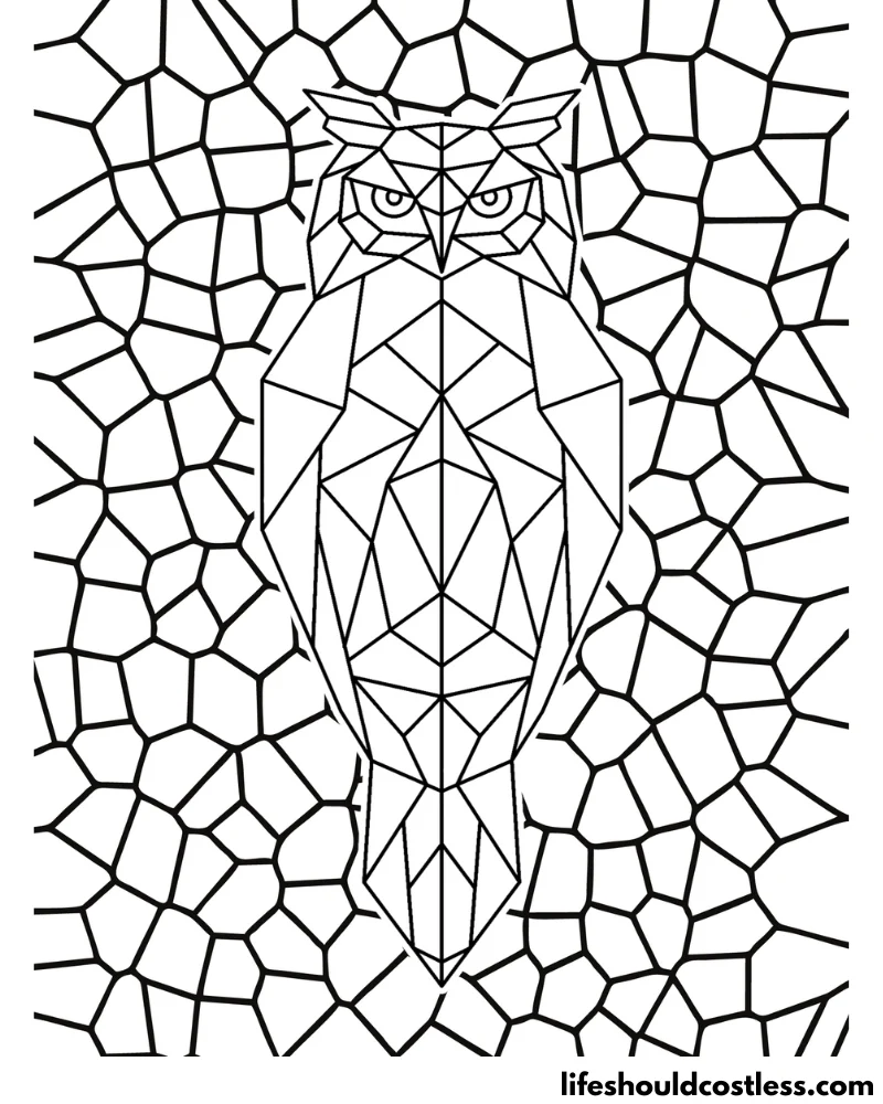 Geometric Owl Colouring In Page Example