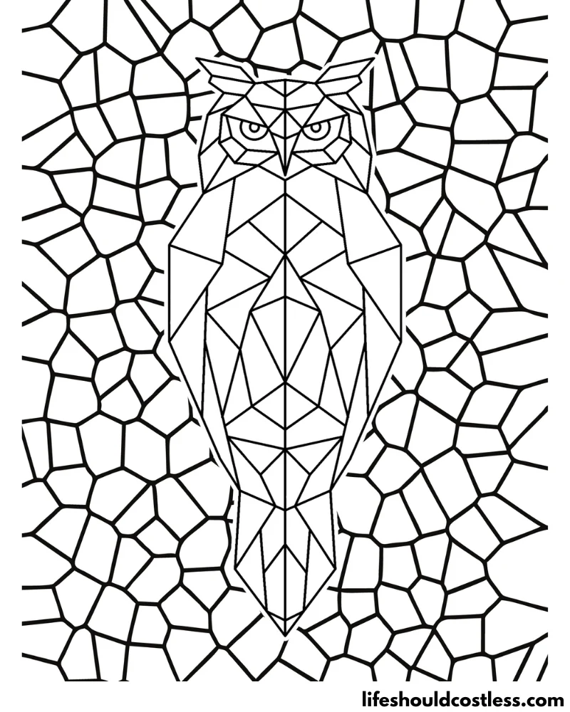 geometric owl coloring pages