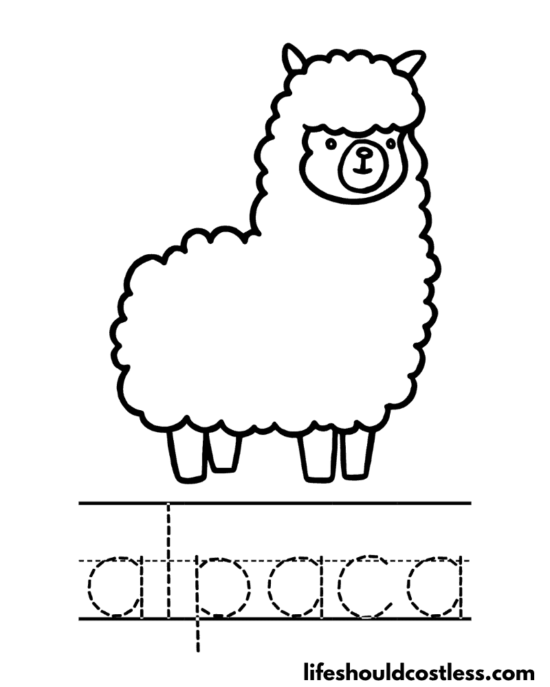 Letter A is for alpaca worksheet example