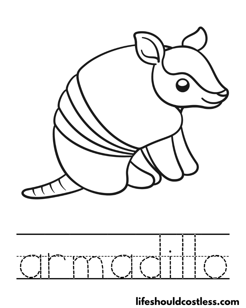 Letter A is for armadillo worksheet example