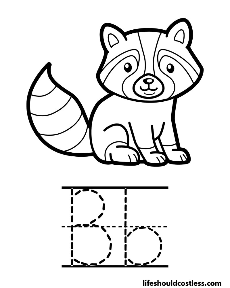 Letter B is for badger coloring page example