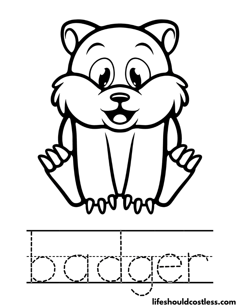 Letter B is for badger worksheet