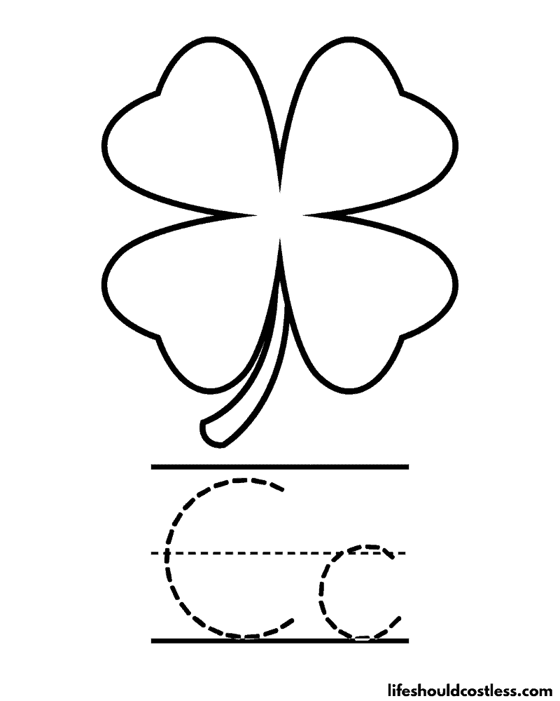 Letter C is for clover coloring page example