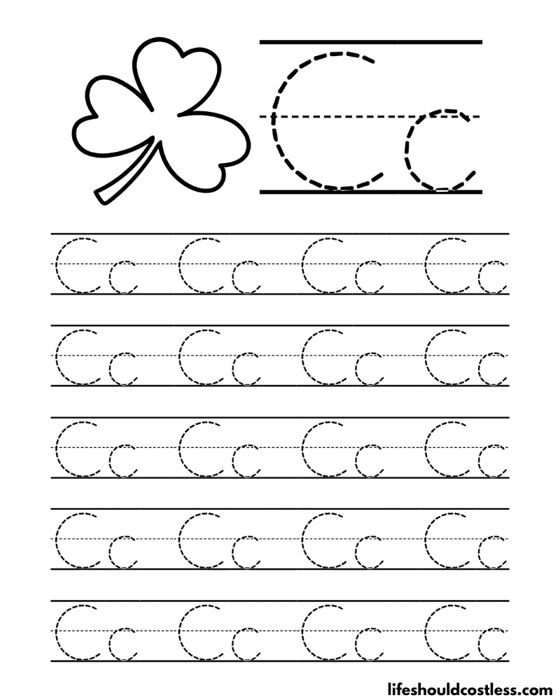 Letter C is for clover word page example