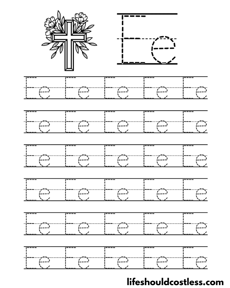 Letter E is for Easter word page example
