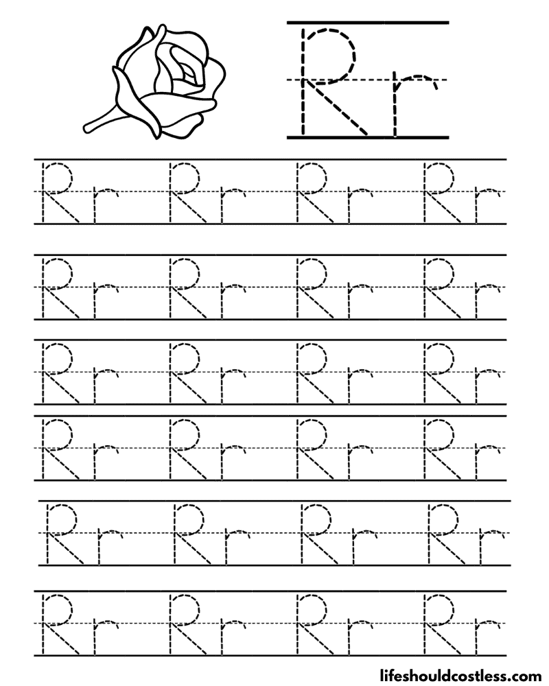 Letter R is for rose word page example