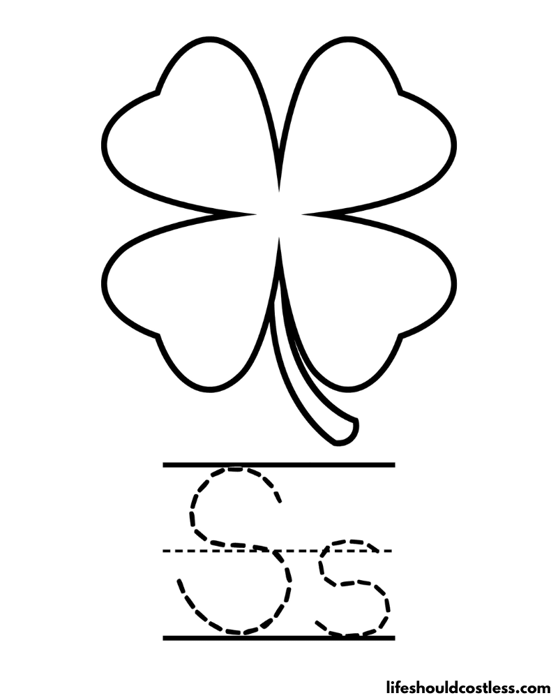 Letter S is for shamrock coloring page example