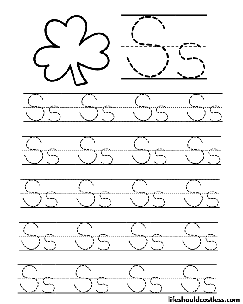 Letter S is for shamrock word page example
