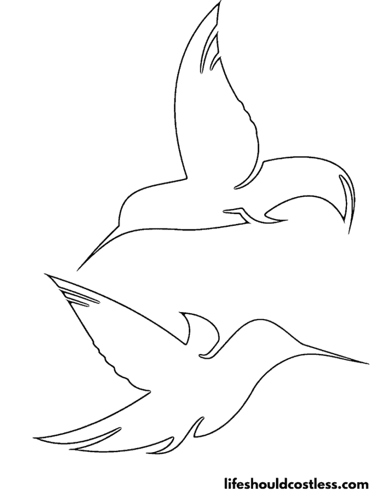 Two Hummingbirds Outline Coloring Page example