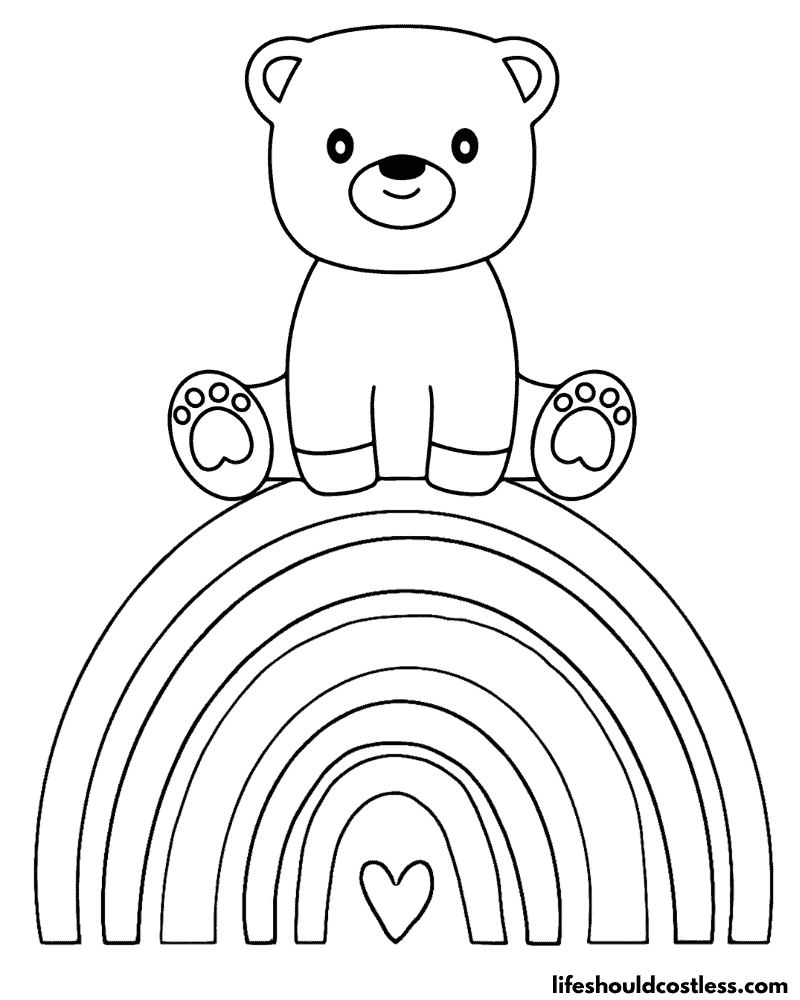 Bear On Rainbow Color Sheet Example