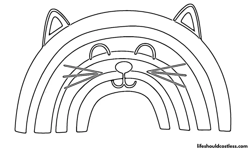 Kitty rainbow coloring page example