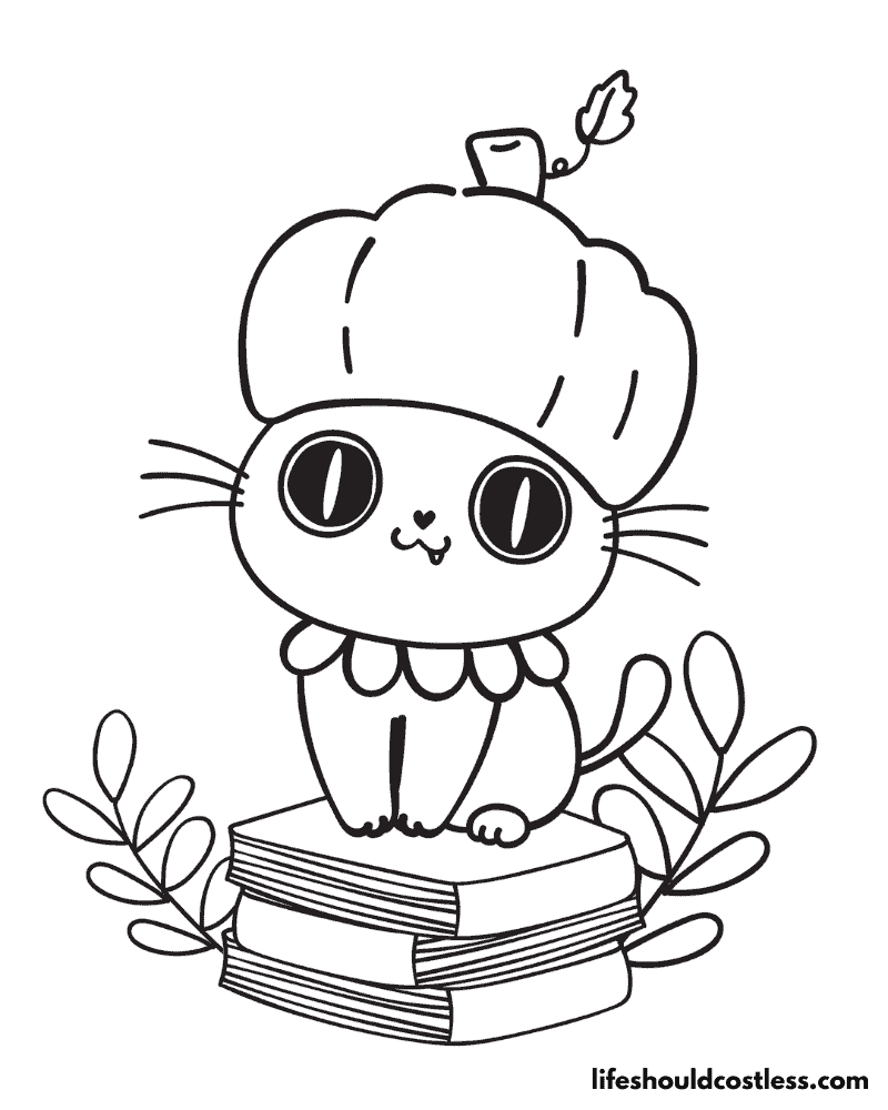 Kitty pumpkin coloring pages printable Halloween example