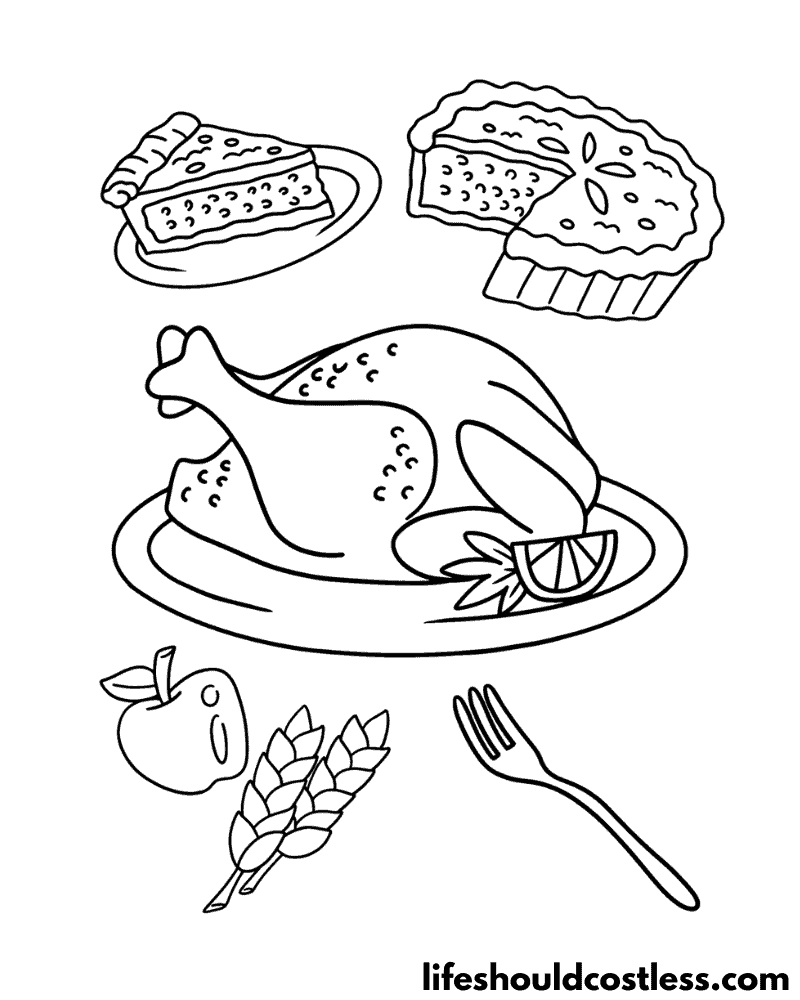 Coloring Page For Turkey Cooked Example
