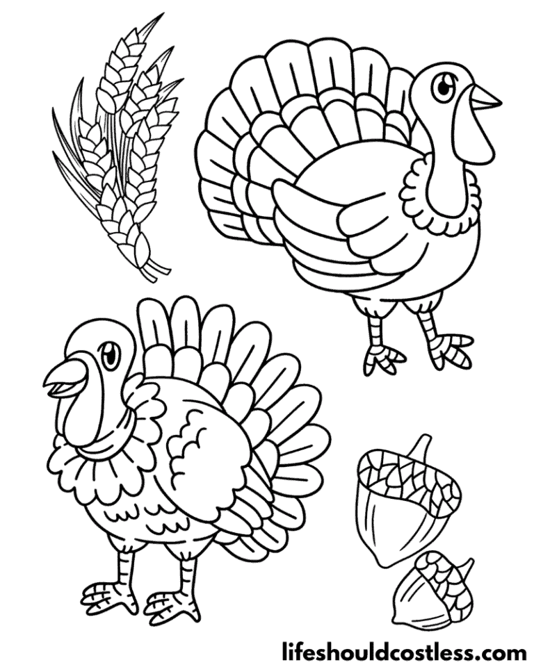 Turkey Coloring Pages (free printable PDF templates) - Life Should Cost ...