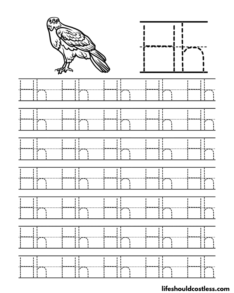 Letter H is for hawk word page example