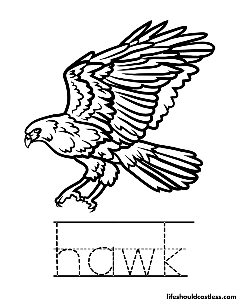 Letter H is for hawk worksheet example