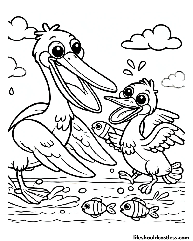 Pelicans coloring page example