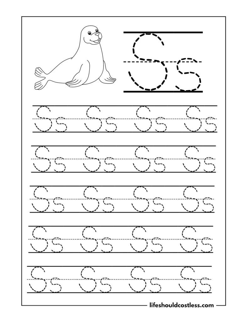 Letter S is for seal word page