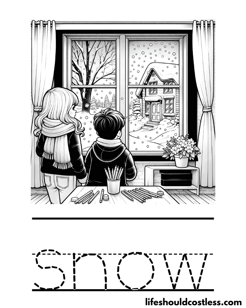 Letter S is for snow worksheet example