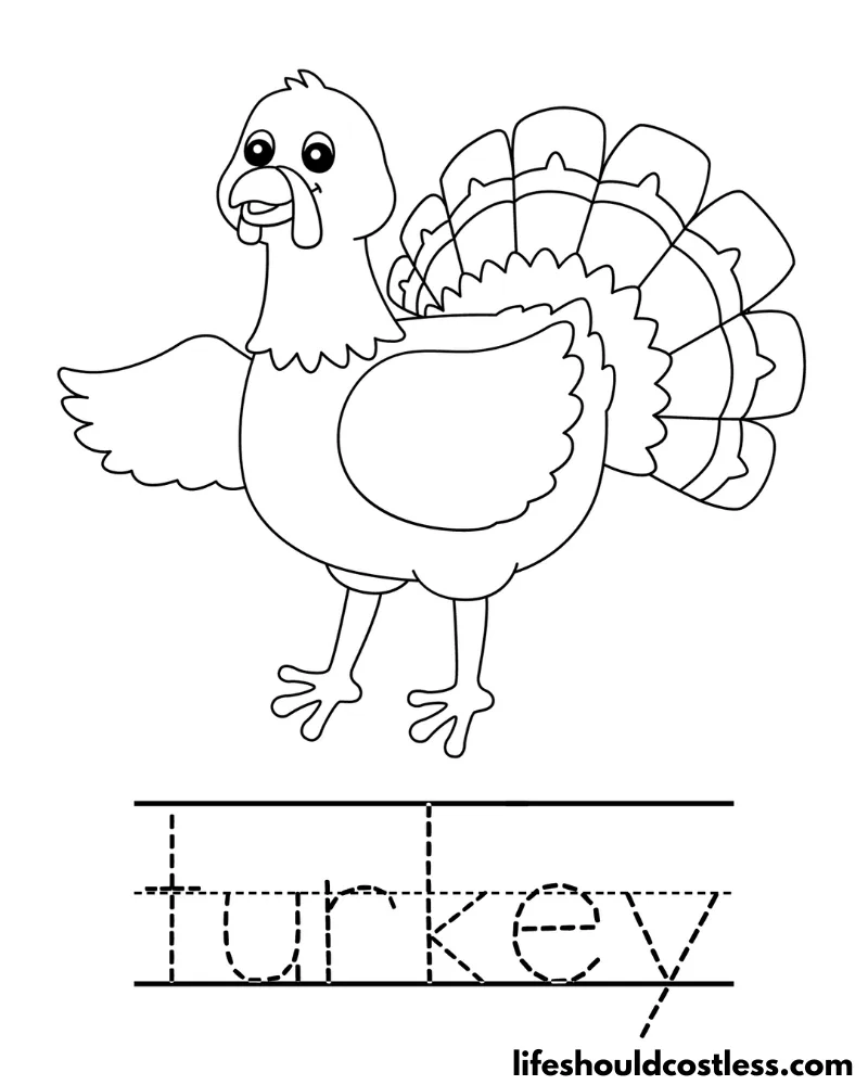 Letter T is for turkey worksheet example