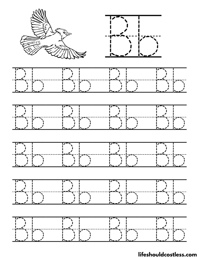 Letter B is for blue jay word page example