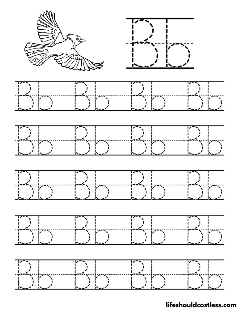 Letter B is for blue jay word page example