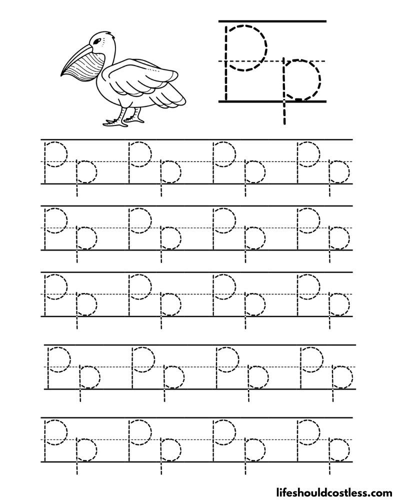 Letter P is for Pelican word page example
