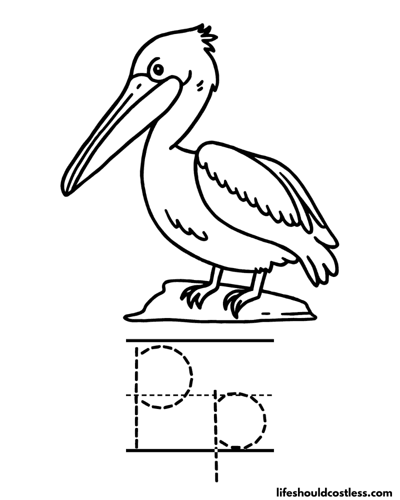 Letter P is for pelican coloring page example