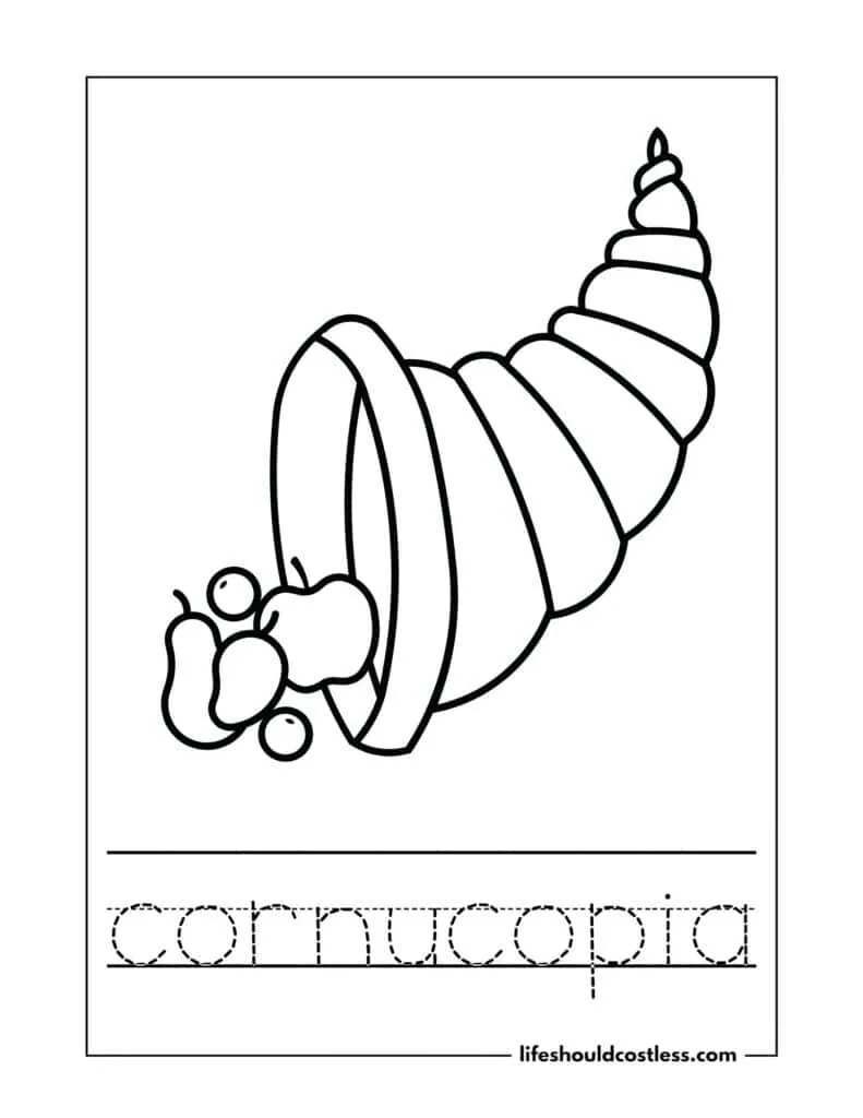 Letter C is for Cornucopia worksheet